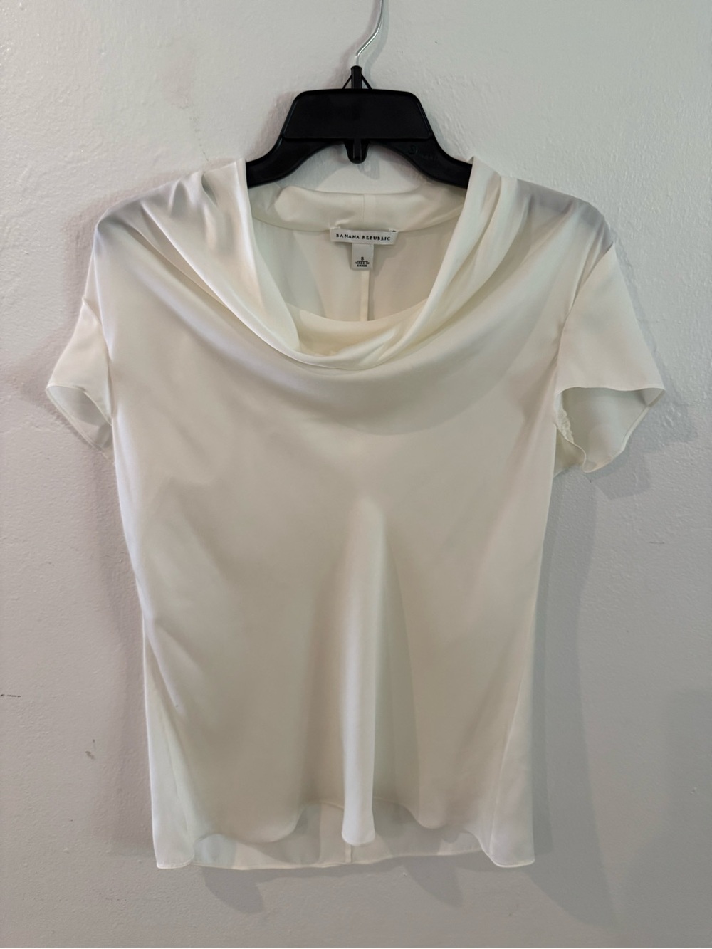 Banana Republic Ivory Cowl-Neck Short Sleeve Blouse